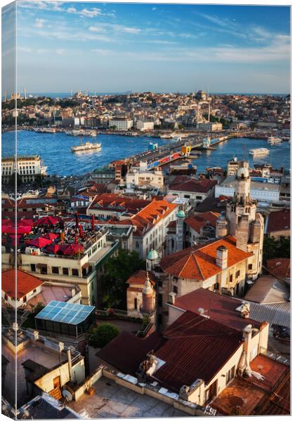 Istanbul City Sunset Cityscape Canvas Print by Artur Bogacki