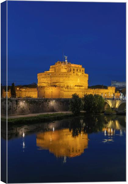 Castel Sant Angelo at Night in Rome Canvas Print by Artur Bogacki