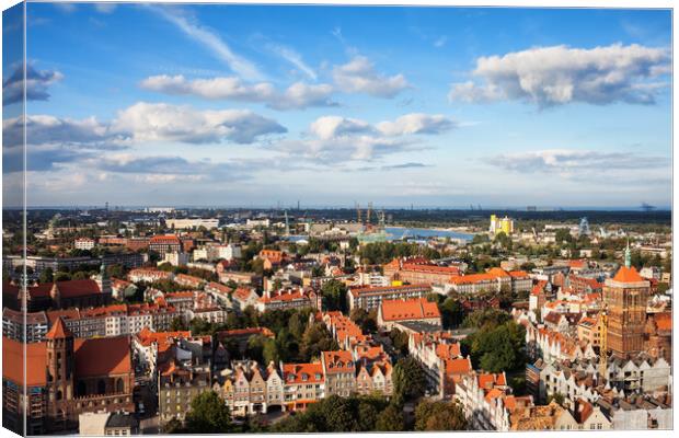 Old Town Of Gdansk City Aerial View Canvas Print by Artur Bogacki