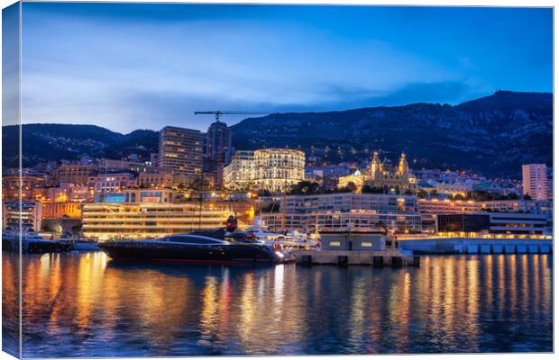 Monaco Monte Carlo At Twilight Canvas Print by Artur Bogacki
