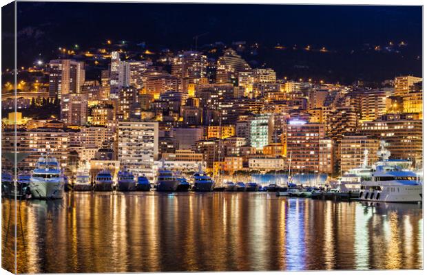 Monaco Principality By Night Canvas Print by Artur Bogacki