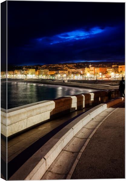 City of Nice at Night in France Canvas Print by Artur Bogacki