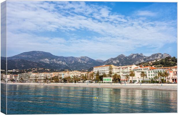 Menton Resort Town on French Riviera Canvas Print by Artur Bogacki