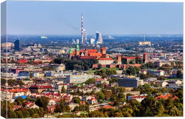 City Of Krakow Aerial View Canvas Print by Artur Bogacki