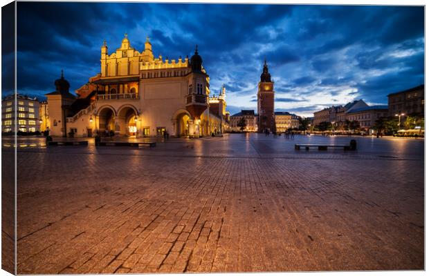 Old Town Square of Krakow in the Evening Canvas Print by Artur Bogacki