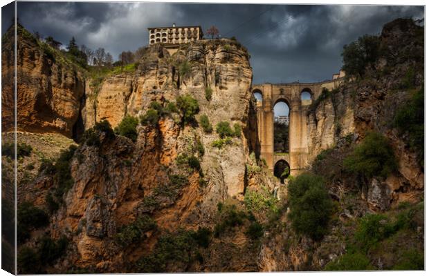 Andalucia Landscape With Ronda Bridge In Spain Canvas Print by Artur Bogacki