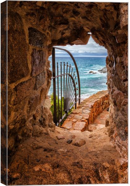 Window in Medieval Wall with View to the Sea Canvas Print by Artur Bogacki