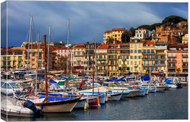 Cannes City View From Harbour To Old Town Canvas Print by Artur Bogacki
