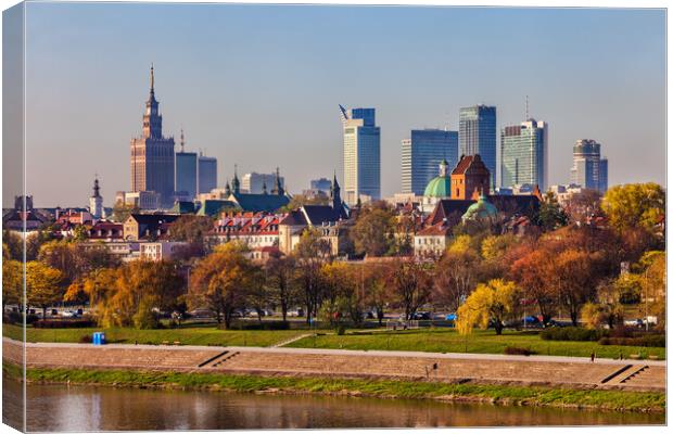 Capital City of Warsaw Cityscape in Spring Canvas Print by Artur Bogacki