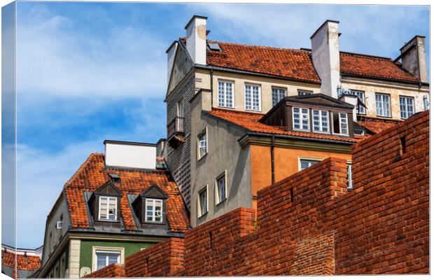 Warsaw Old Town Houses And Wall Canvas Print by Artur Bogacki