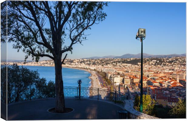 Hilltop View of Nice City in France Canvas Print by Artur Bogacki