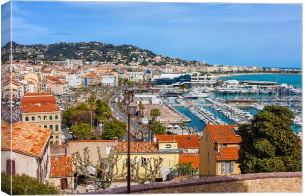 Cannes City Cityscape With Yacht Port Canvas Print by Artur Bogacki