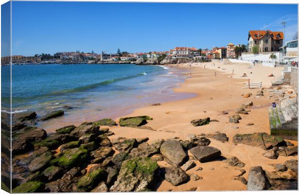 Beach in Resort Town of Cascais in Portugal Canvas Print by Artur Bogacki