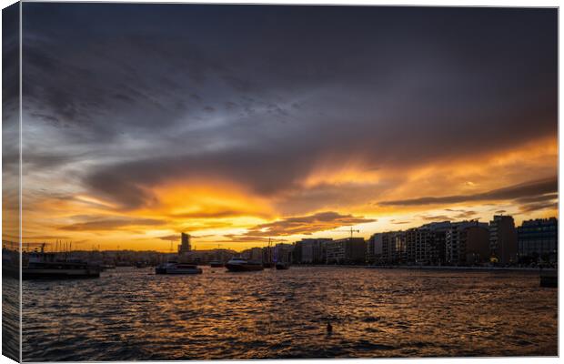 Sliema Town Skyline at Sunset in Malta Canvas Print by Artur Bogacki