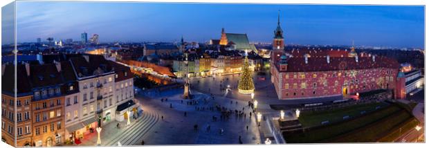 Evening Panorama of Warsaw City in Poland Canvas Print by Artur Bogacki