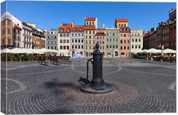 Warsaw City Old Town Market Square In Poland Canvas Print by Artur Bogacki