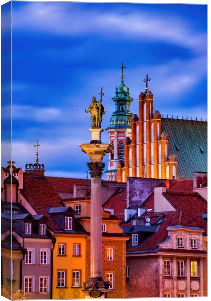 Evening in Old Town of Warsaw City in Poland Canvas Print by Artur Bogacki