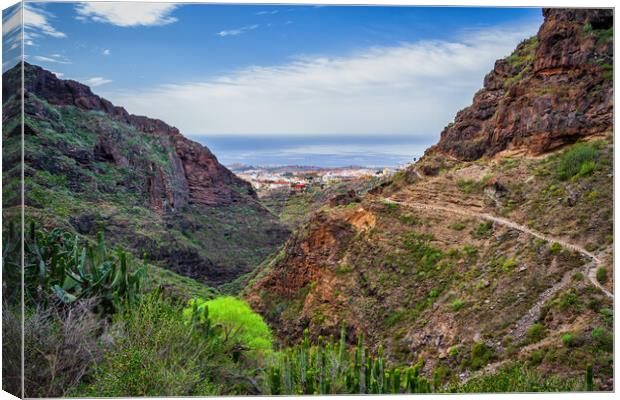 Barranco del Infierno Hell Gorge Landscape in Tenerife Canvas Print by Artur Bogacki