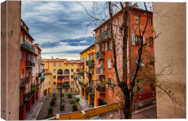 Old Town Houses In City Of Nice In France Canvas Print by Artur Bogacki