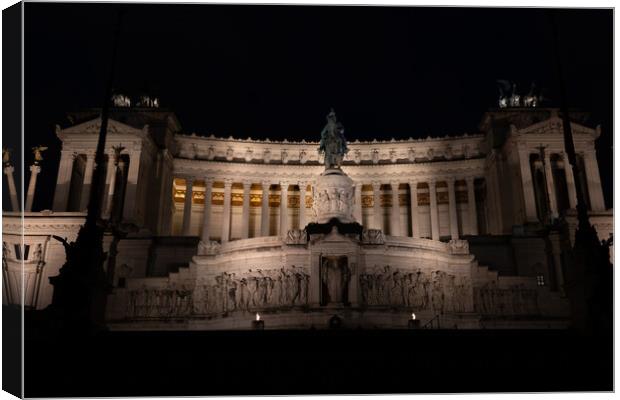 Altar of the Fatherland In Rome At Night Canvas Print by Artur Bogacki