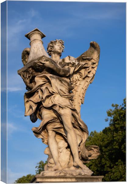 Angel With The Column Statue In Rome Canvas Print by Artur Bogacki