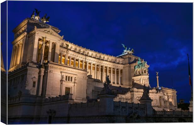 Altar of the Fatherland by Night in Rome Canvas Print by Artur Bogacki