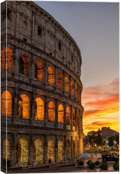 Colosseum in Rome at Sunset Canvas Print by Artur Bogacki