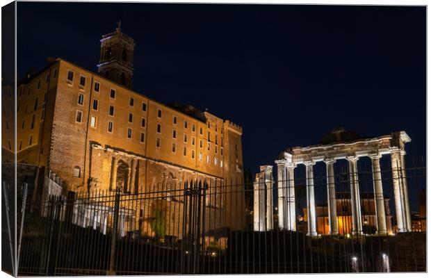 Tabularium and Temple of Saturn in Rome Canvas Print by Artur Bogacki