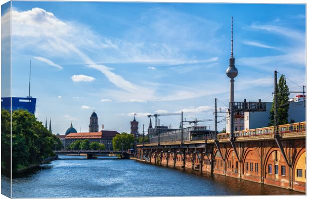 Berlin City skyline With Jannowitzbrucke Canvas Print by Artur Bogacki