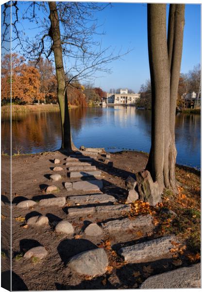Steps To The Lake In Lazienki Park In Warsaw Canvas Print by Artur Bogacki