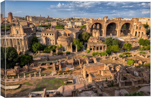 Sunset At The Roman Forum In Rome Canvas Print by Artur Bogacki