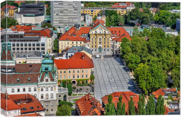 Congress Square In Ljubljana City Canvas Print by Artur Bogacki