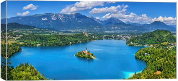 Lake Bled Panorama In Slovenia Canvas Print by Artur Bogacki