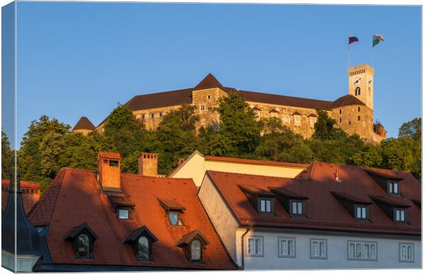 Ljubljana Castle At Sunset In Slovenia Canvas Print by Artur Bogacki