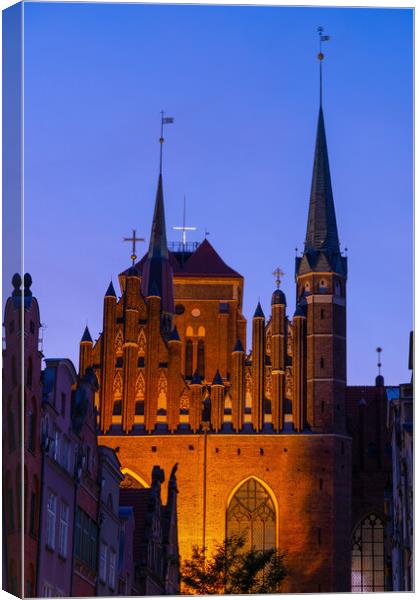 Gothic St Mary Basilica In Gdansk At Dusk Canvas Print by Artur Bogacki