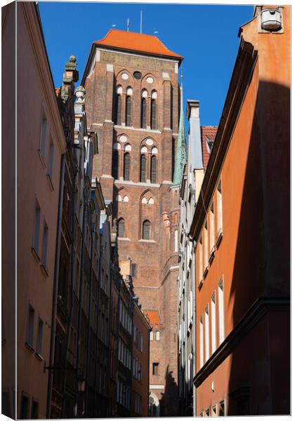 St Mary Church Gothic Tower In Gdansk Canvas Print by Artur Bogacki