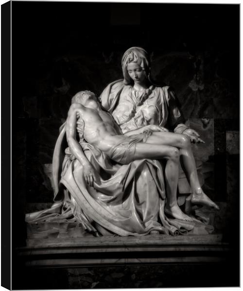 Jesus And Mary Pieta Sculpture By Michelangelo Canvas Print by Artur Bogacki
