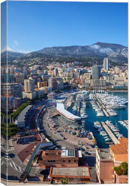 Monaco City Skyline And Port Canvas Print by Artur Bogacki