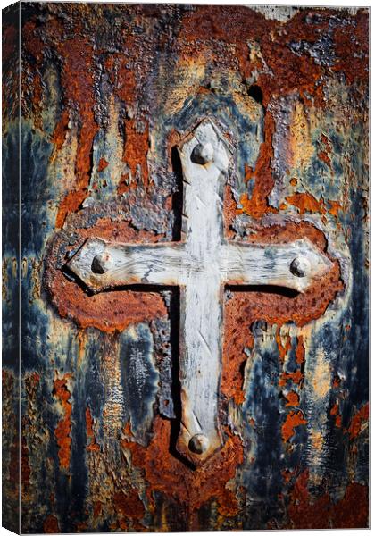 Old Cross On Rusty Wall Canvas Print by Artur Bogacki