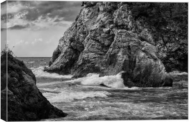 Adriatic Sea Coast In Black And White Canvas Print by Artur Bogacki