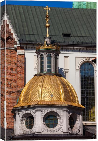 Wawel Cathedral Gilded Dome of Sigismund Chapel in Krakow Canvas Print by Artur Bogacki