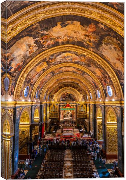 St John Co-Cathedral Church Interior in Valletta Canvas Print by Artur Bogacki
