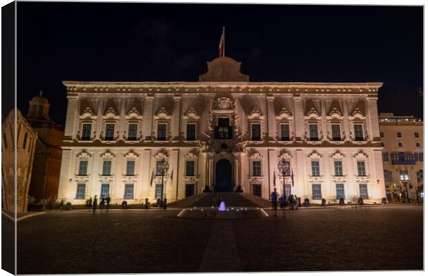 Auberge de Castille at Night in Valletta Canvas Print by Artur Bogacki