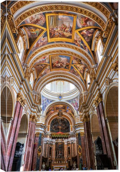 Cathedral of Saint Paul Interior in Mdina, Malta Canvas Print by Artur Bogacki