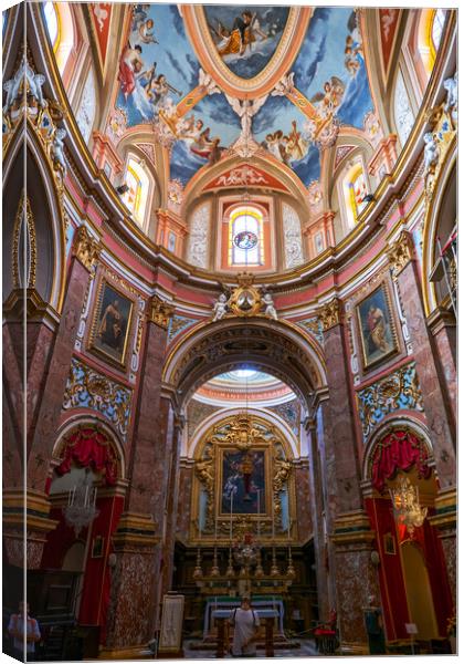 Carmelite Church Interior in Mdina, Malta Canvas Print by Artur Bogacki