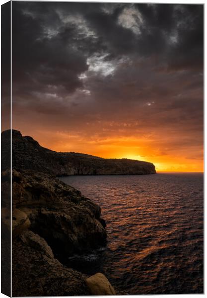 Sea Sunrise On South Coast Of Malta Island Canvas Print by Artur Bogacki