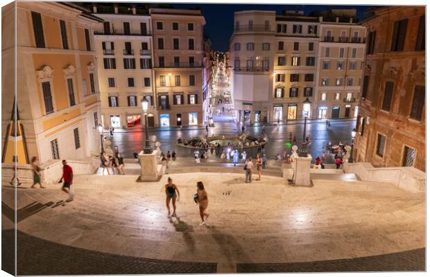 Spanish Steps and Square in Rome at Night Canvas Print by Artur Bogacki
