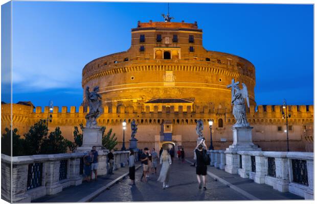 Castel Sant Angelo by Night in Rome Canvas Print by Artur Bogacki