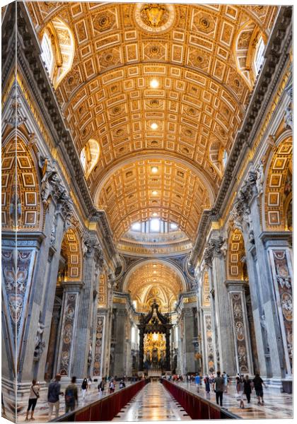 Interior of St Peter Basilica In Vatican Canvas Print by Artur Bogacki