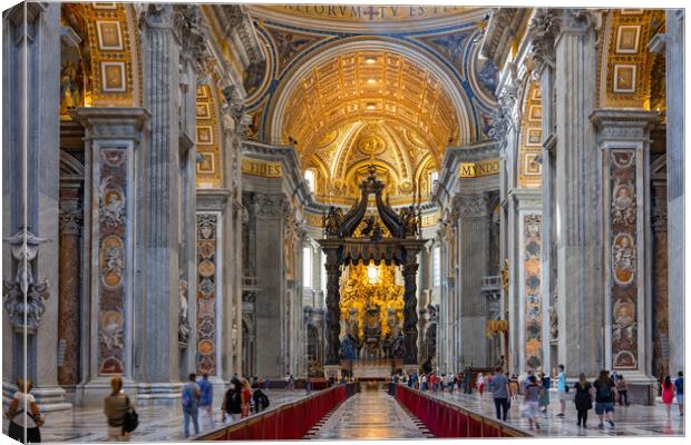 Saint Peter Basilica Interior In Vatican Canvas Print by Artur Bogacki